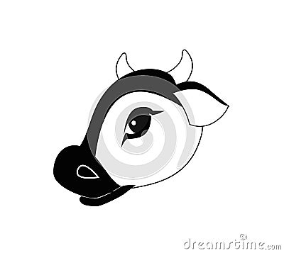 Cow flat icon on white background. Farm Animal. Vector of a cow head. Vector Illustration